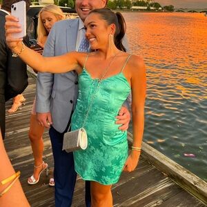 REVOLVE Mint Green Satin Dress